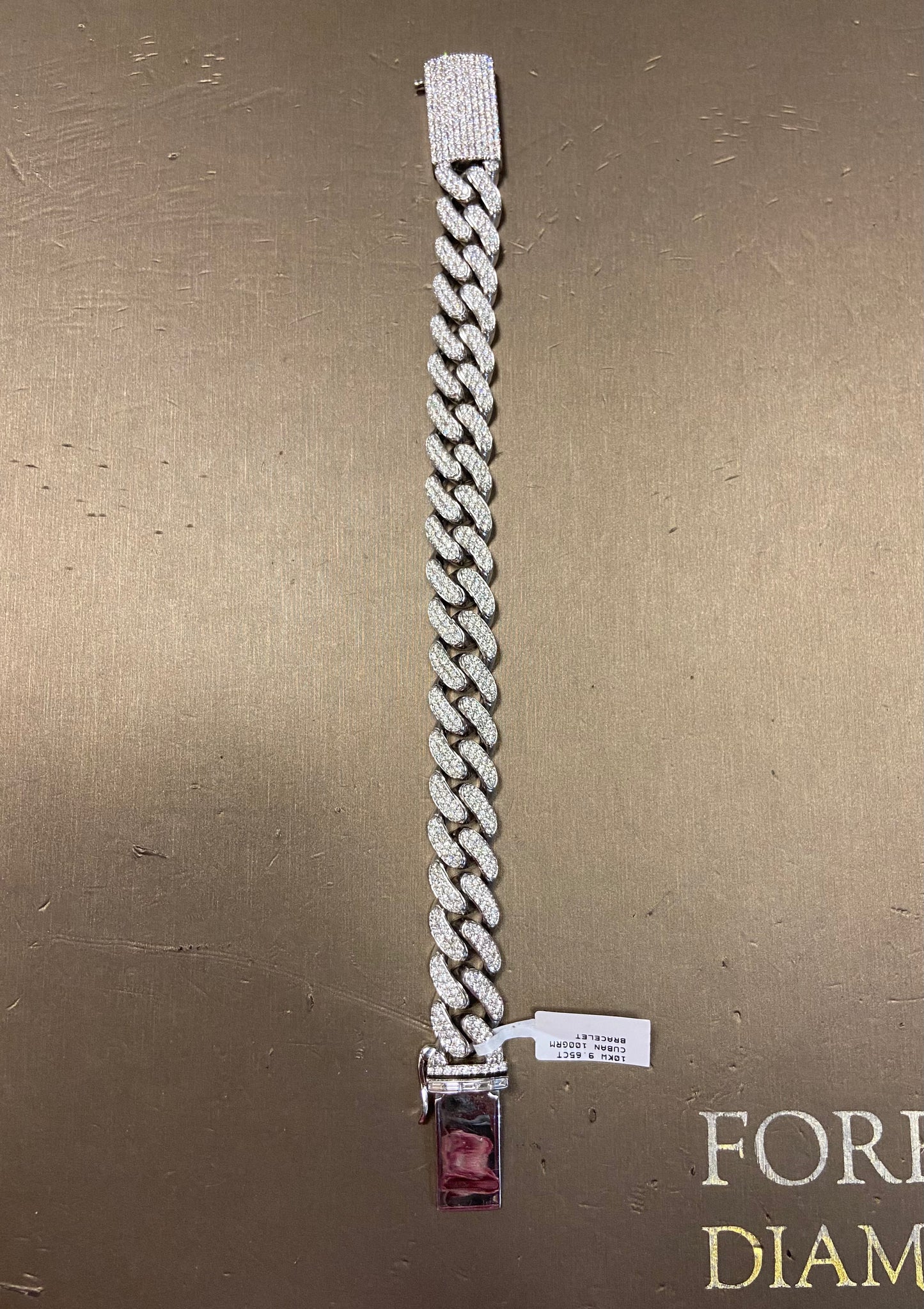 10K White Gold 9.65CT Cuban Bracelet