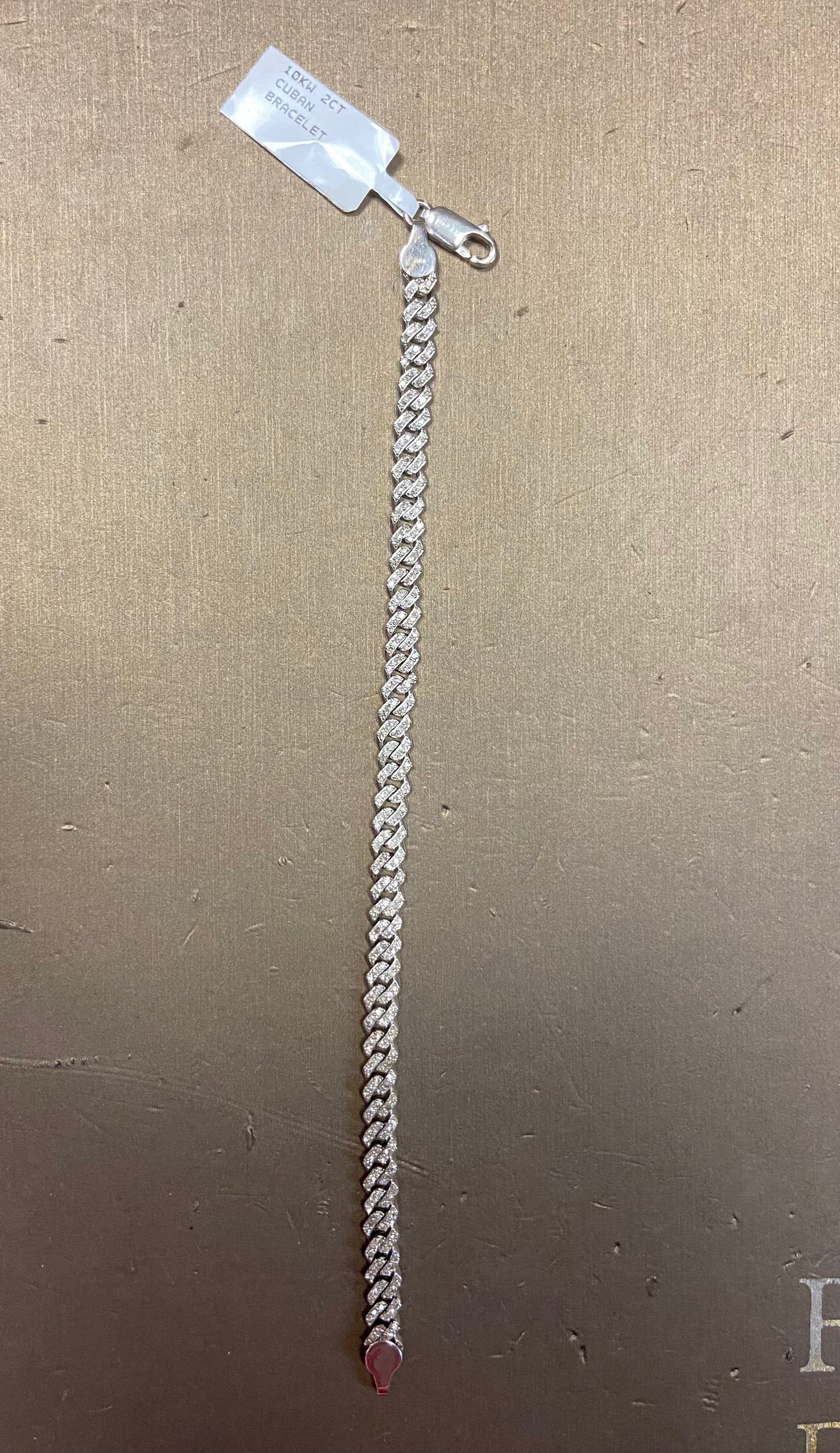 10K White Gold 2CT Cuban Bracelet