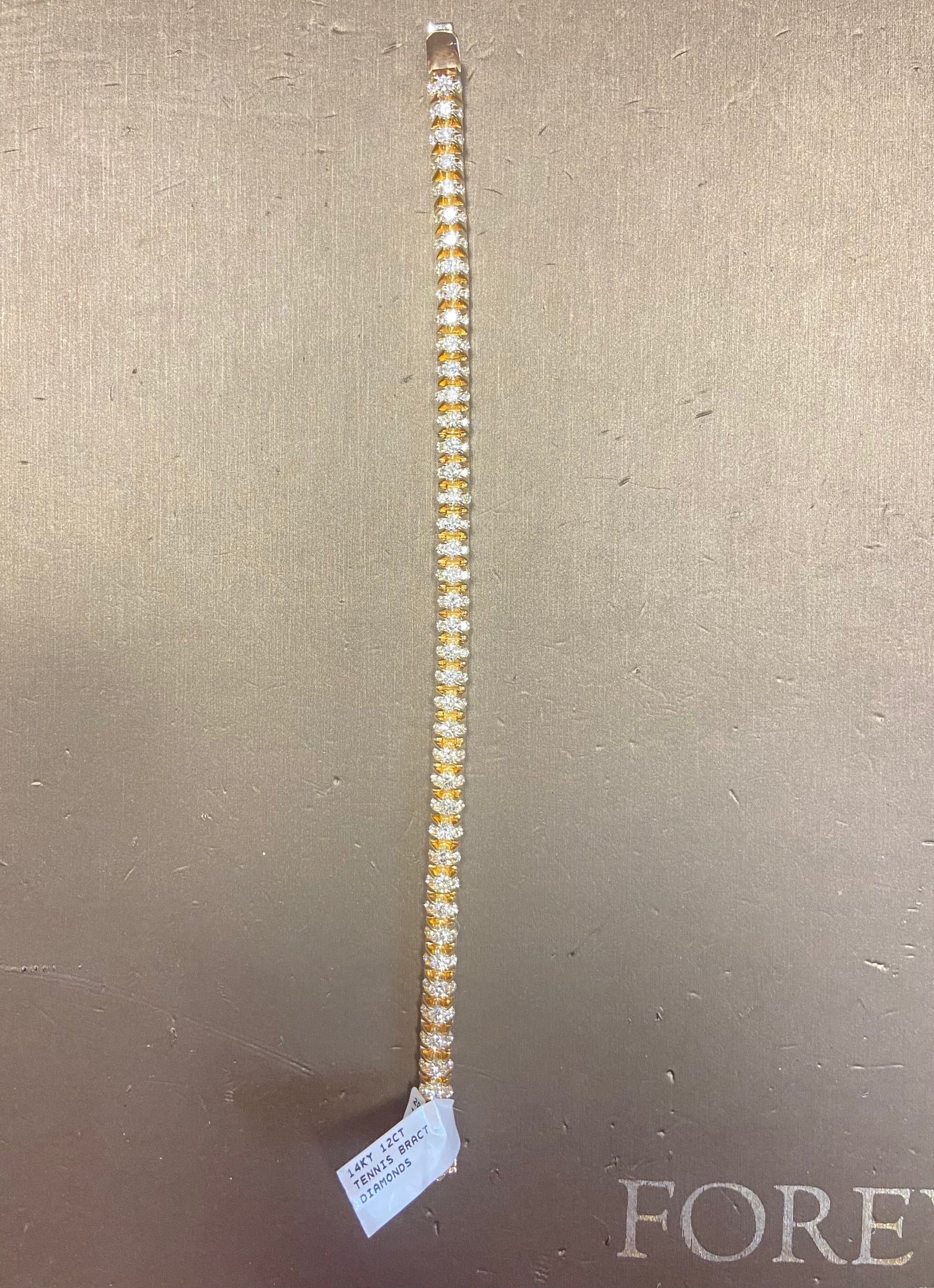 14K Yellow Gold 12CT Diamond Tennis Bracelet