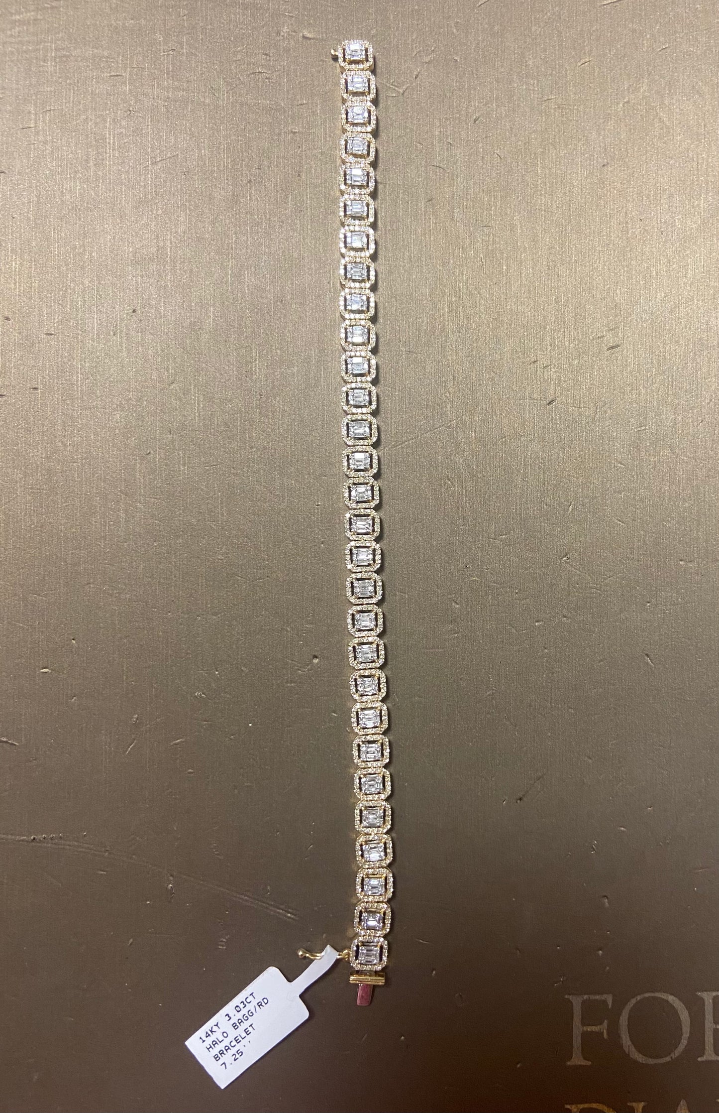 14K Yellow Gold 3.03CT Halo Bracelet