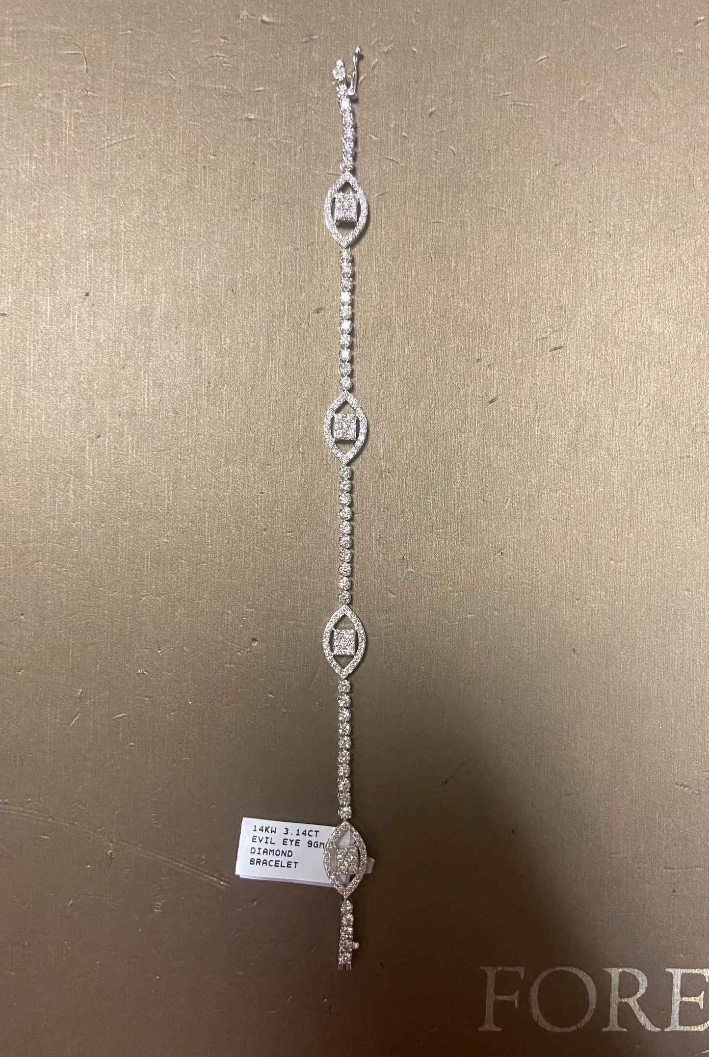 14K White Gold 3.14CT Evil Eye Diamond Bracelet