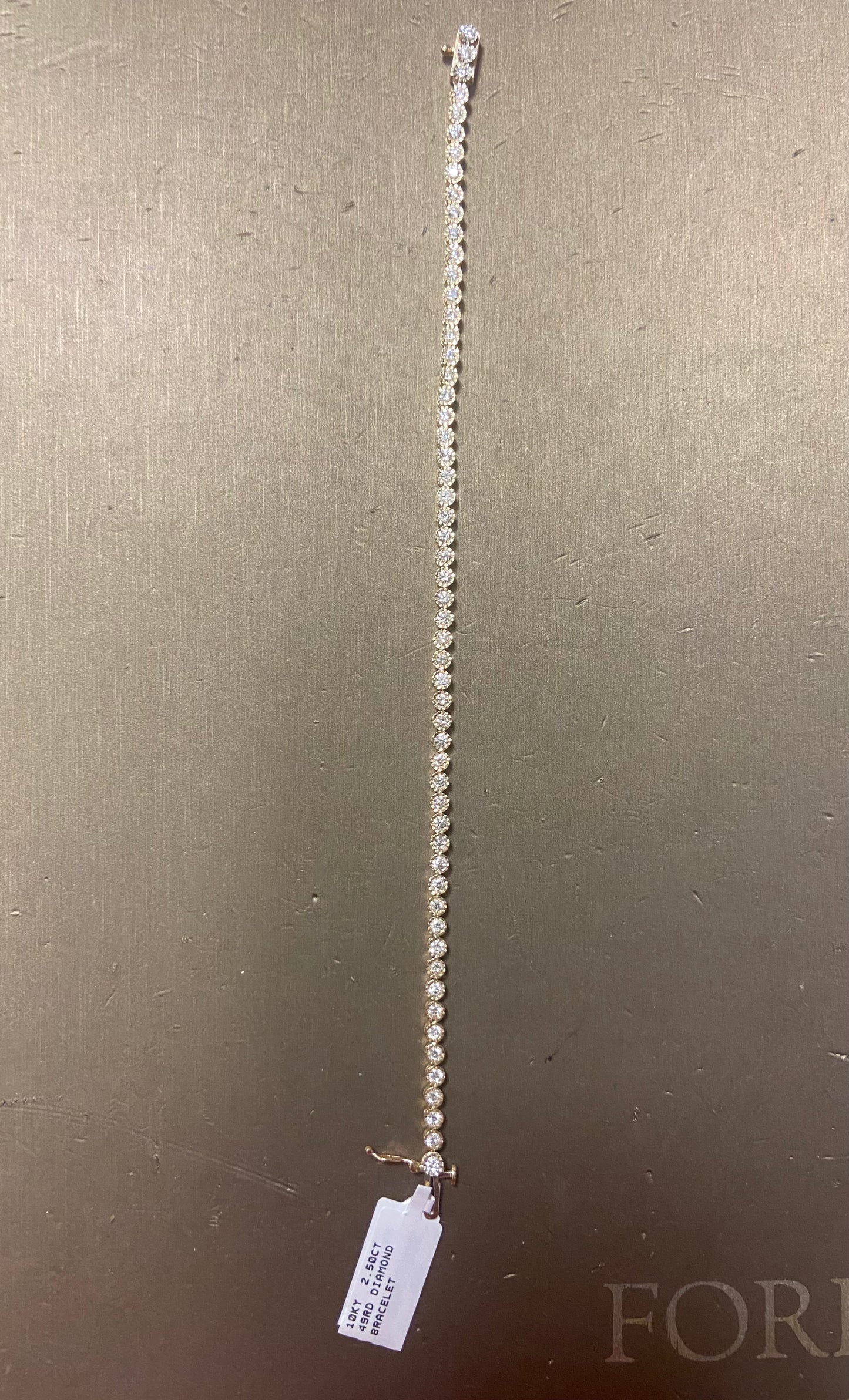 10K Yellow Gold 2.50CT 49 Round Diamond Bracelet
