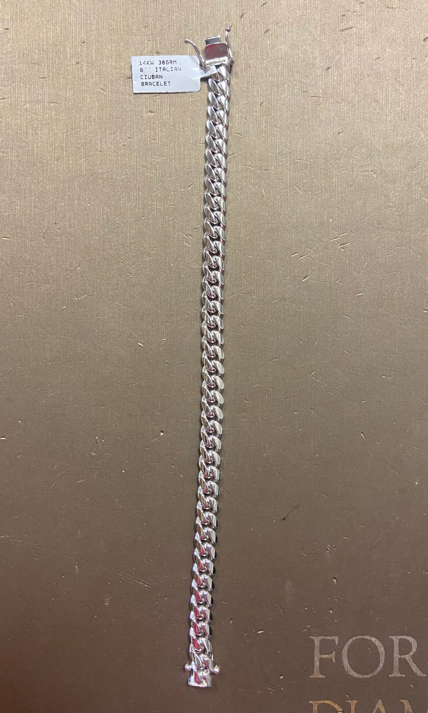 14K White Gold Italian Cuban Bracelet