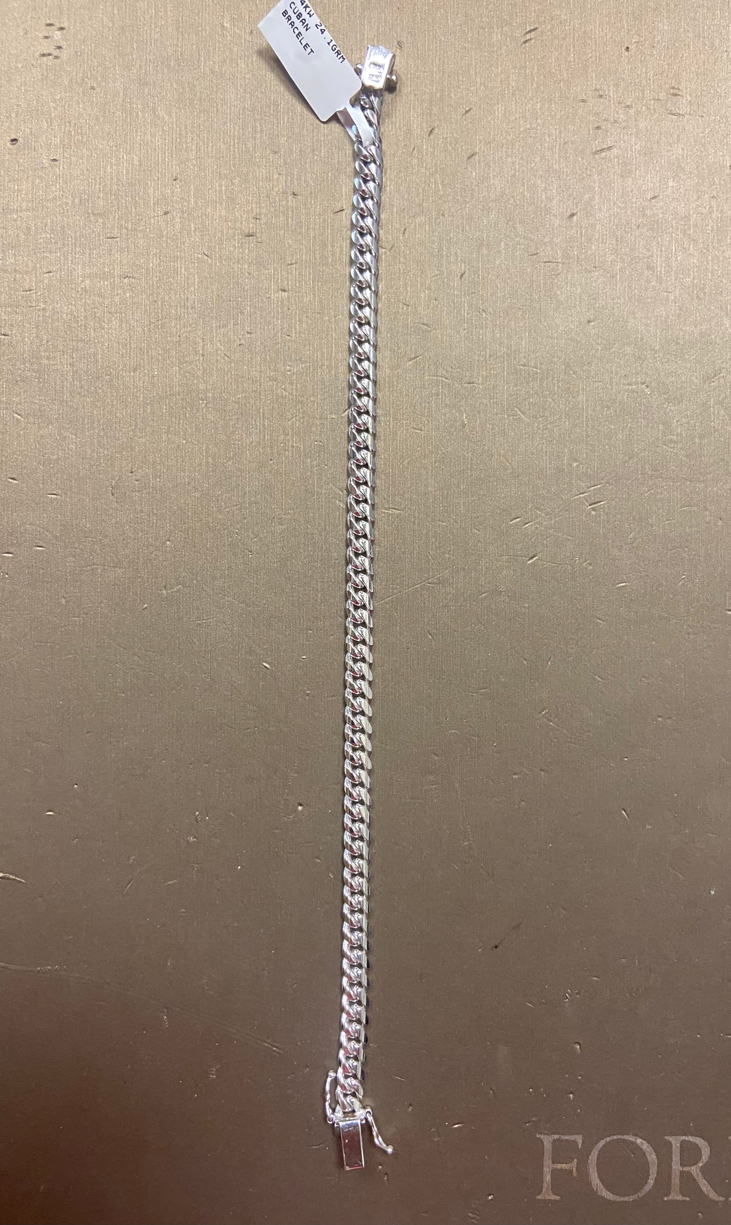 14K White Gold 24.1GRM Cuban Bracelet