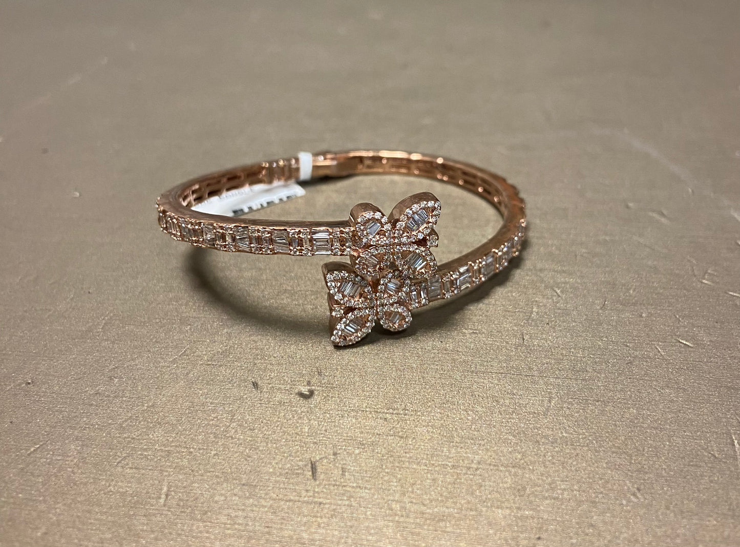 10K Rose Gold 2.52CT Butterfly Baguette Bangle