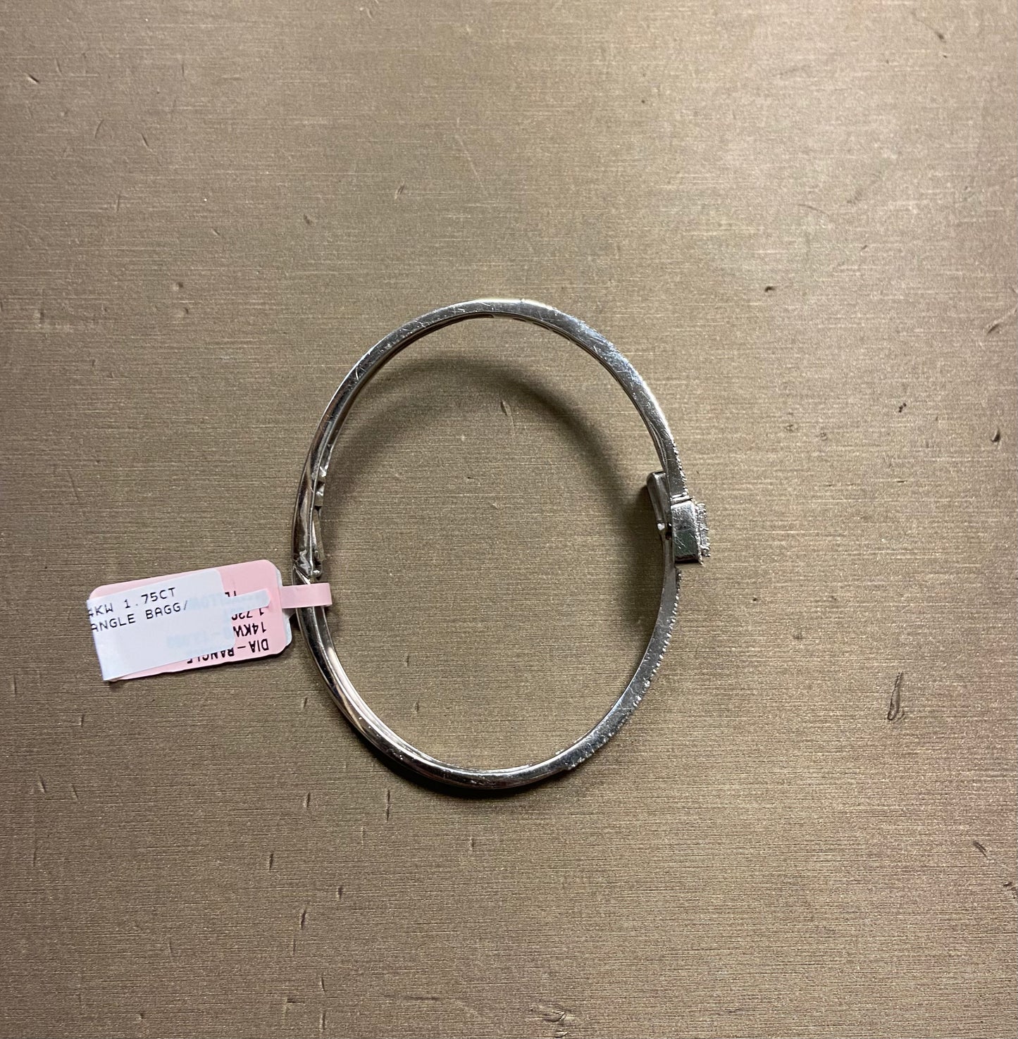 14K White Gold 1.75CT Baguette/Round Bangle