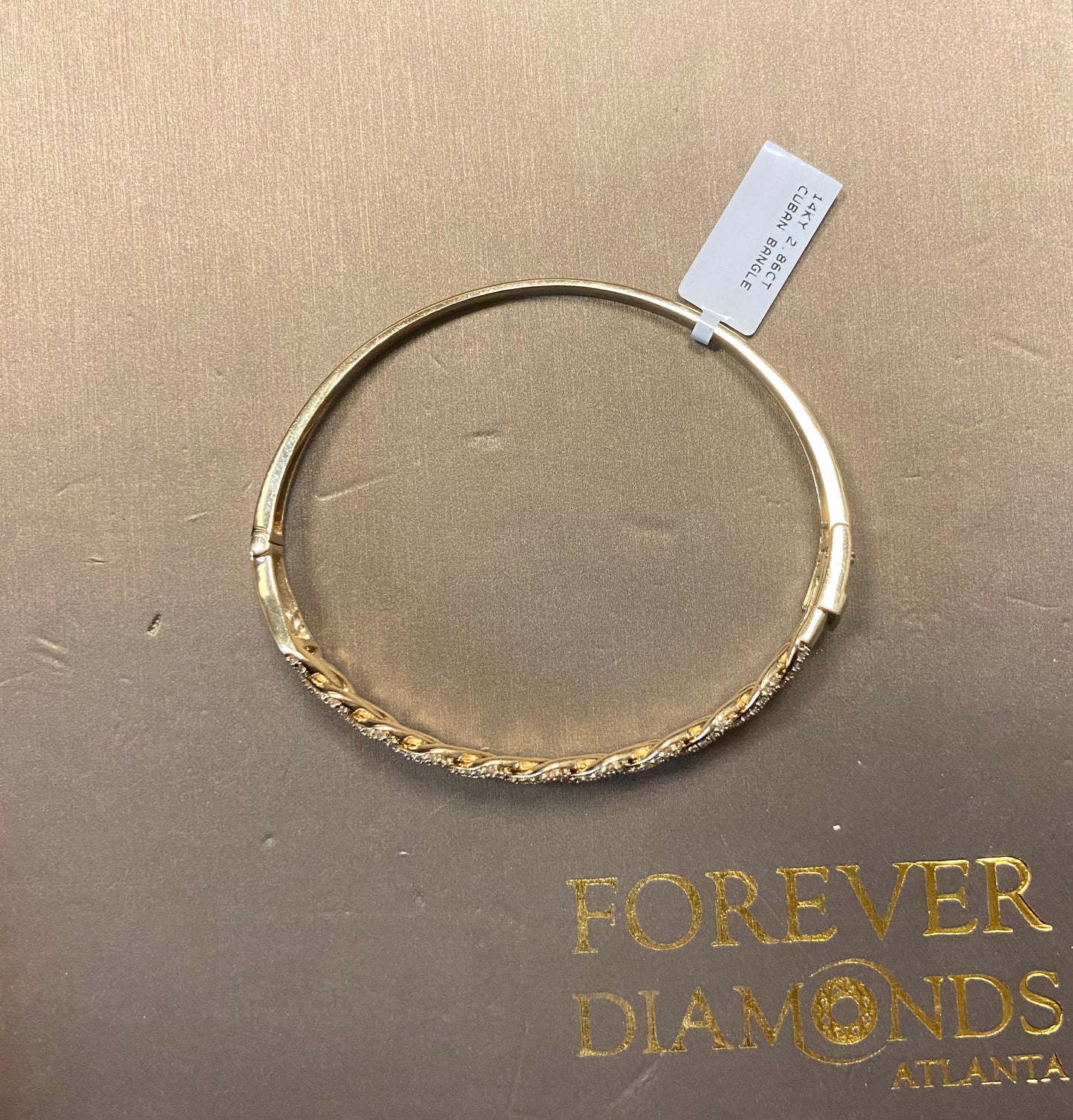 14K Yellow Gold 2.86CT Cuban Bangle