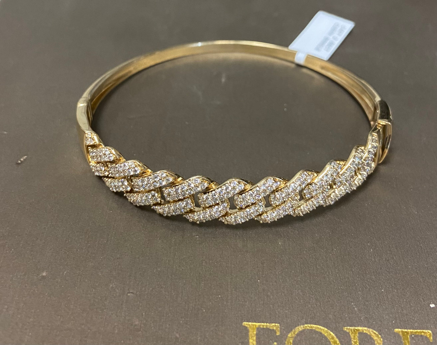 14K Yellow Gold 2.86CT Cuban Bangle