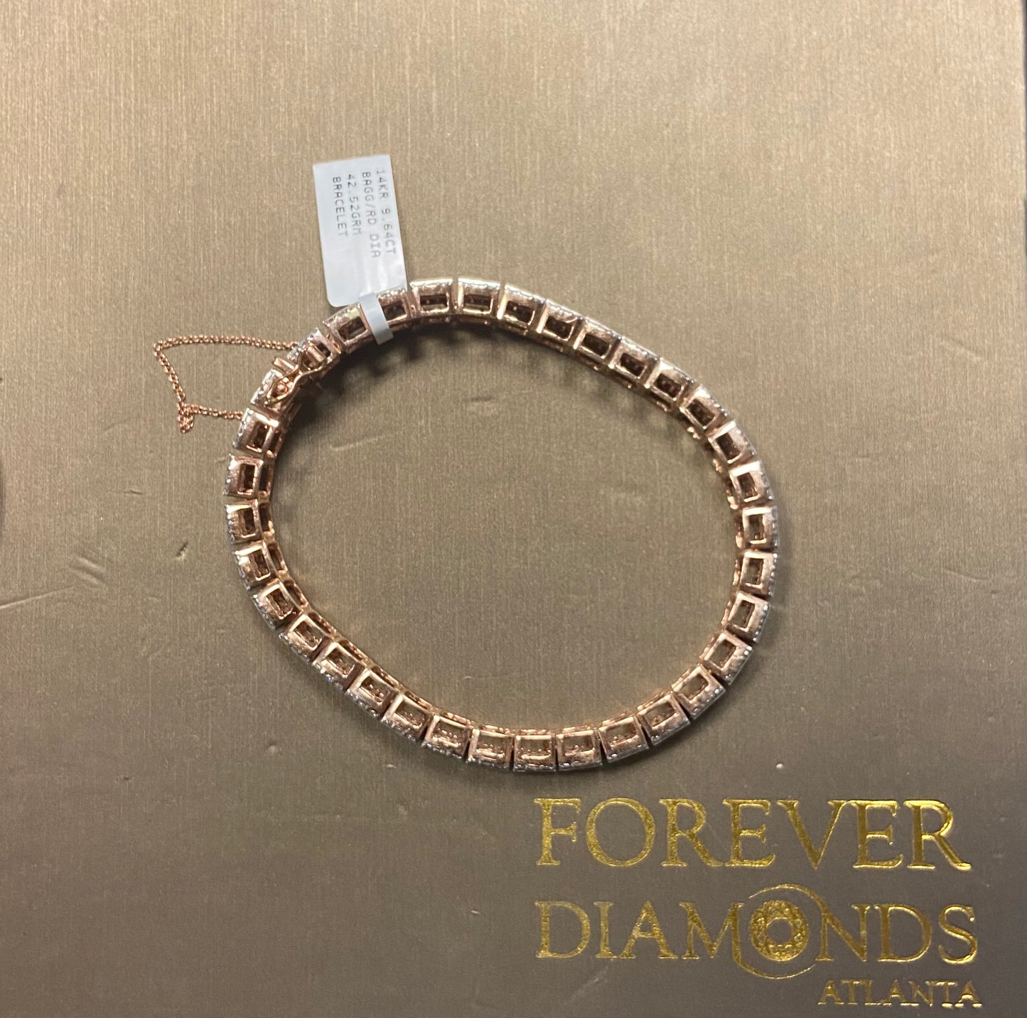 14K Rose Gold 9.64CT Baguette/Round Diamond Bracelet