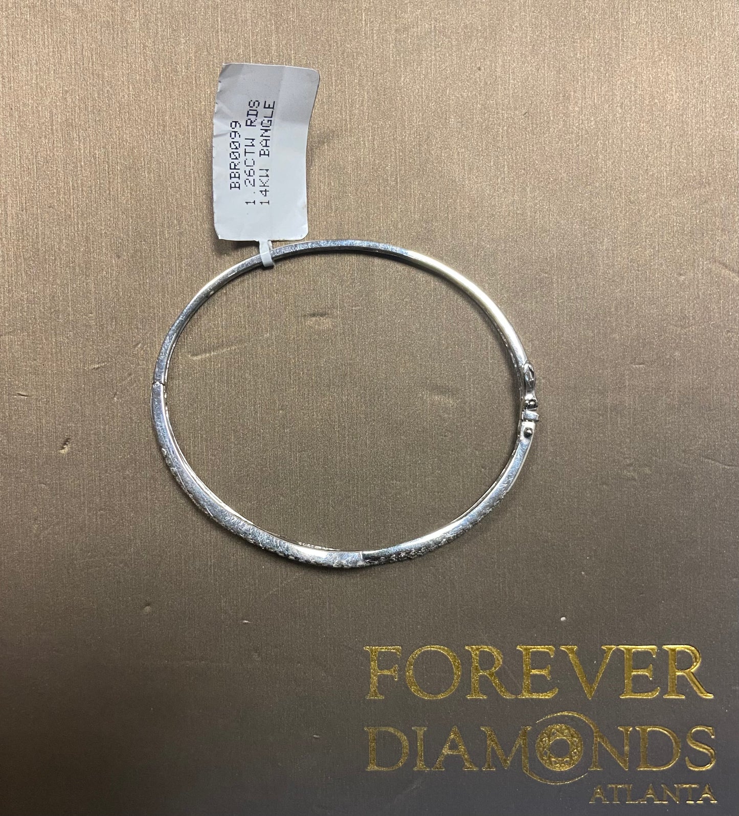 14K White Gold 1.26CTW Rounds Bangle