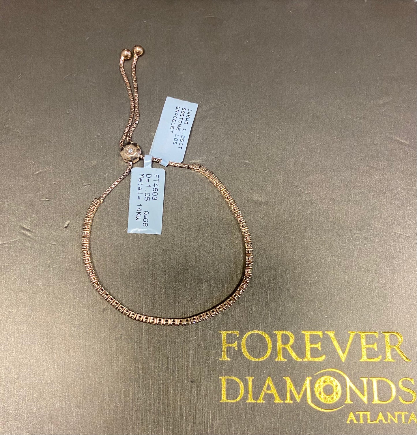 14K Rose Gold 1.05CT 68 Stone Bracelet