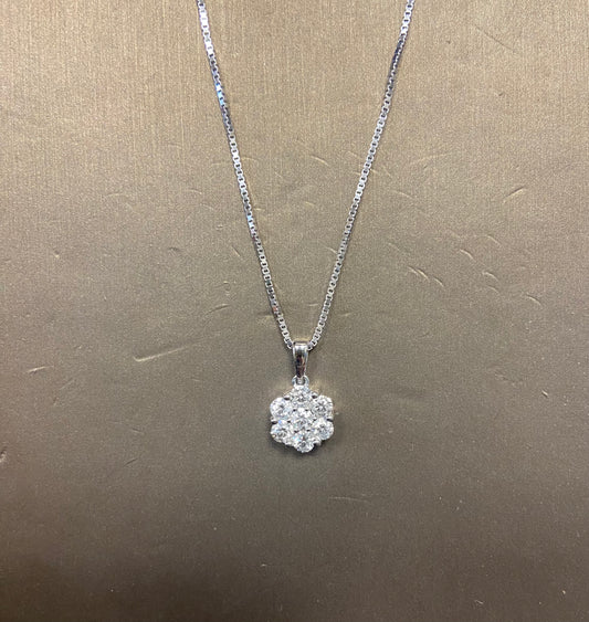 14K White Gold 1CT Flower Charm
