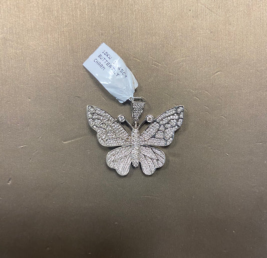 10K White Gold 1.45CT Butterfly Charm