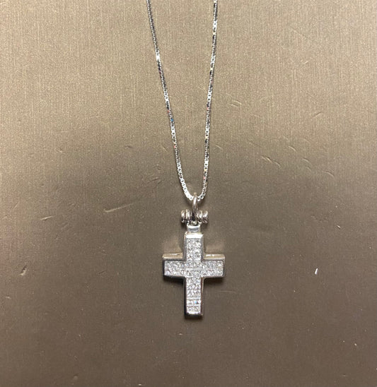 18K White Gold 1.25CTW Cross Charm