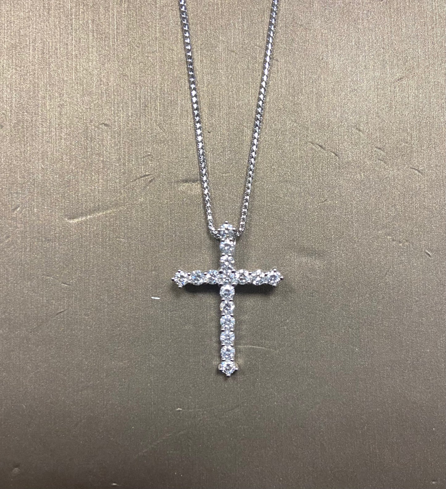 14K White Gold 1CT Cross Diamond Charm
