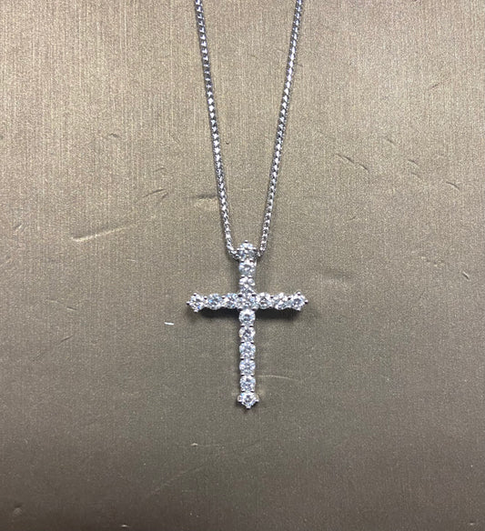 14K White Gold 1CT Cross Diamond Charm