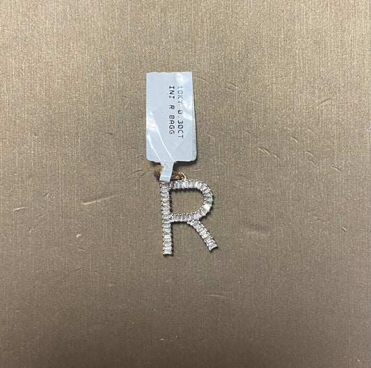 10K Yellow Gold 0.30CT "R" Initial Baguette Charm