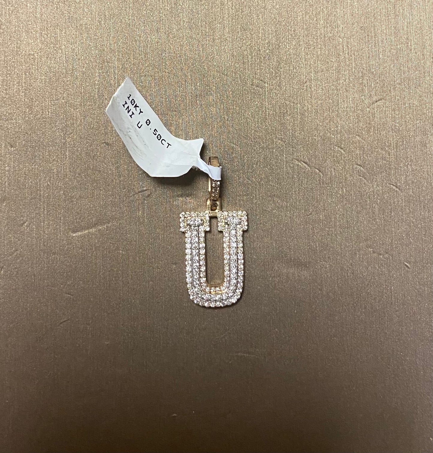 10K Yellow Gold 0.50CT "U" Initial Charm