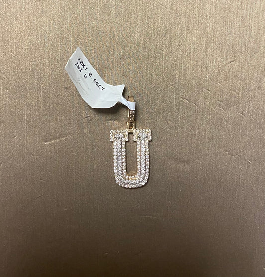 10K Yellow Gold 0.50CT "U" Initial Charm