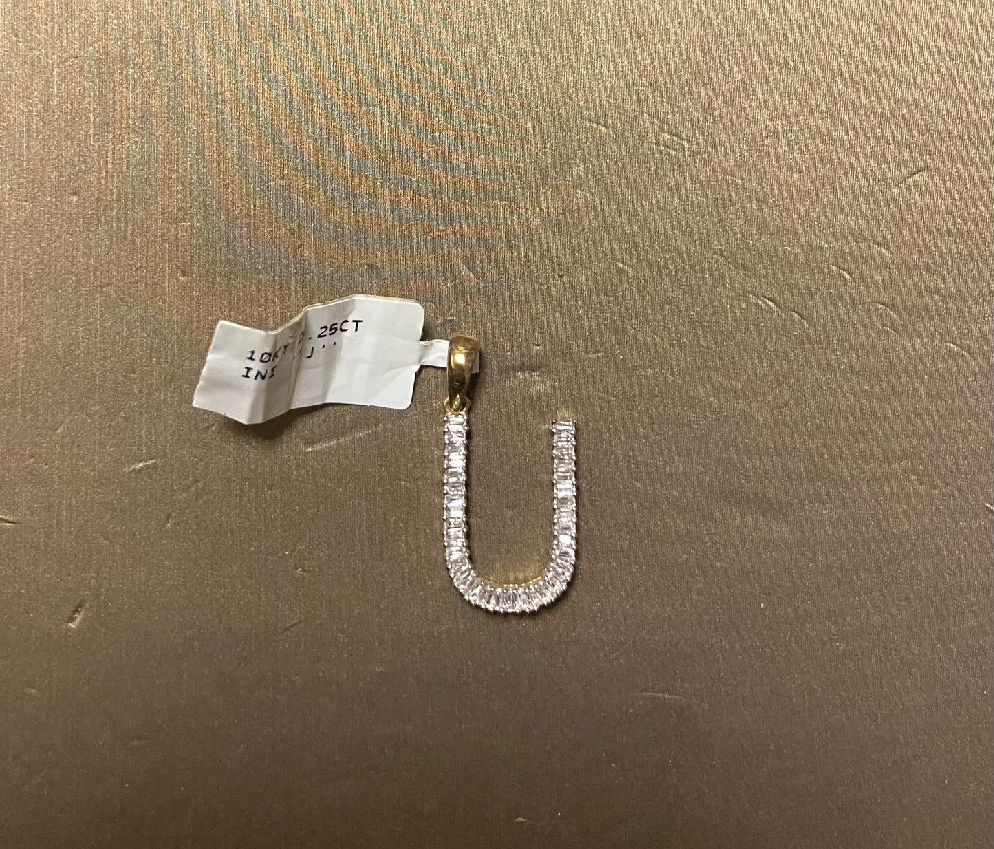 10K Yellow Gold 0.25CT "U" Initial Charm