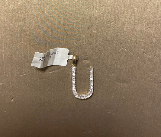 10K Yellow Gold 0.25CT "U" Initial Charm