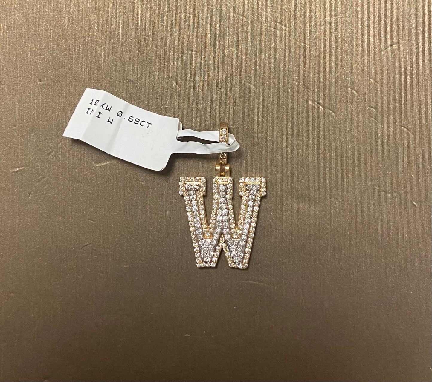 10K White Gold 0.69CT "W" Initial Charm