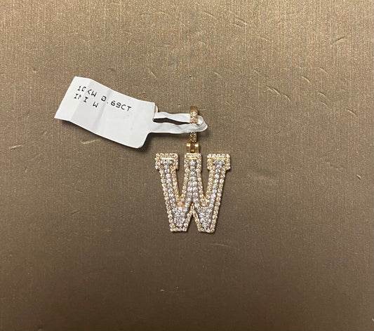 10K White Gold 0.69CT "W" Initial Charm