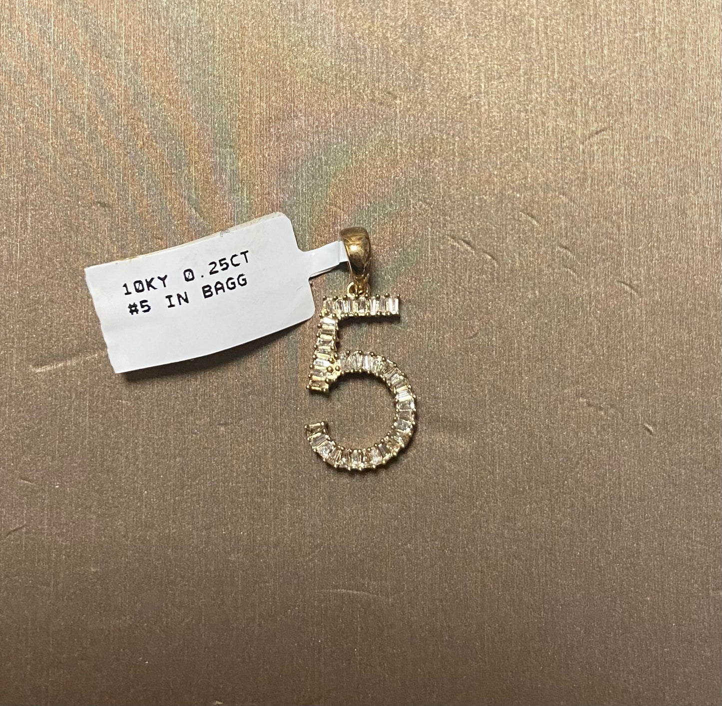 10K Yellow Gold 0.25CT No. 5 Baguette Charm