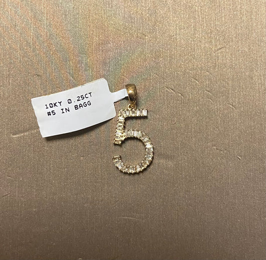 10K Yellow Gold 0.25CT No. 5 Baguette Charm