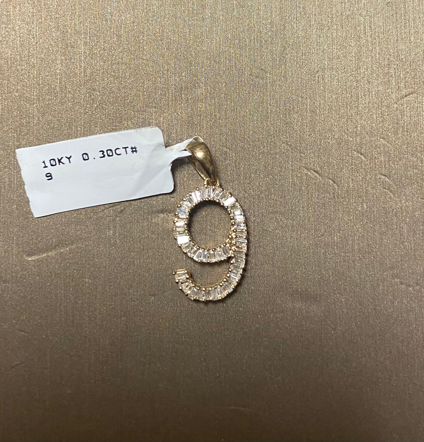 10K Yellow Gold 0.30CT No. 9 Charm