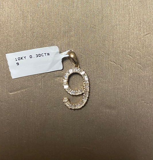 10K Yellow Gold 0.30CT No. 9 Charm