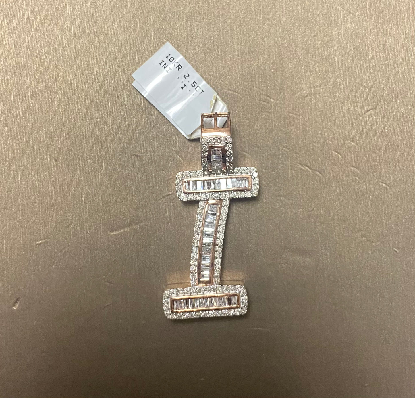 10K Rose Gold 2.5CT "I" Initial Charm