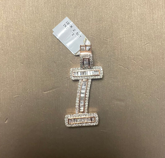 10K Rose Gold 2.5CT "I" Initial Charm
