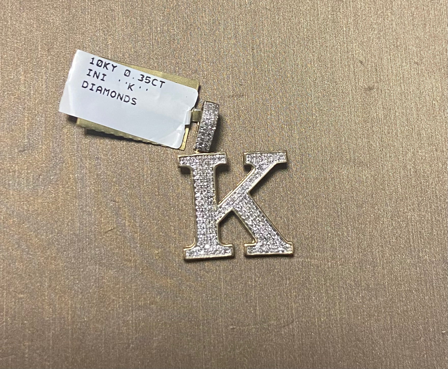 10K Yellow Gold 0.35CT "K" Initial Charm