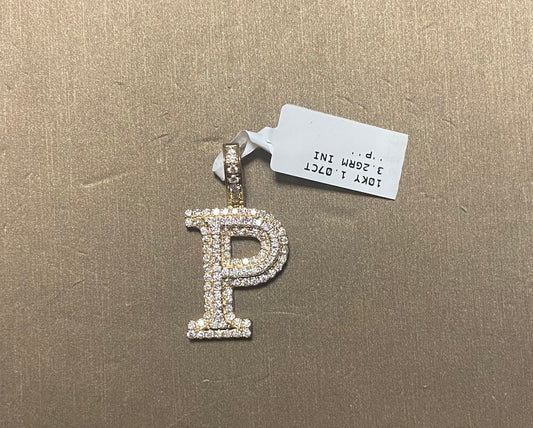 10K Yellow Gold 1.07CT 3.2GRM "P" Initial Charm