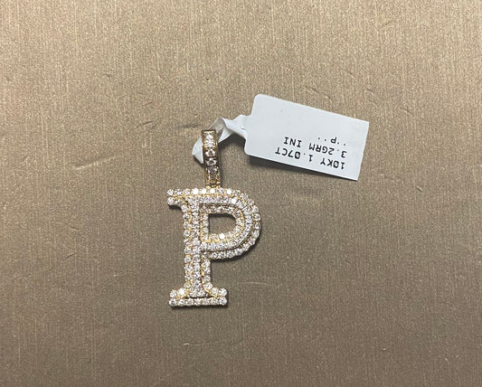 10K Yellow Gold 1.07CT 3.2GRM "P" Initial Charm
