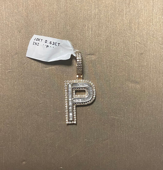 10K Yellow Gold 0.63CT "P" Initial Charm