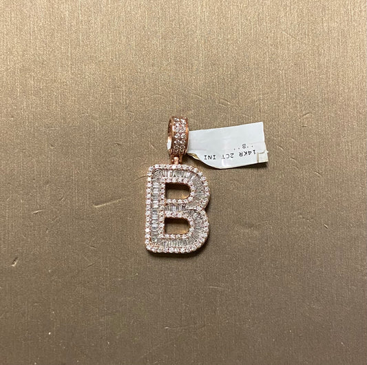 14K Rose Gold 2CT "B" Initial Charm