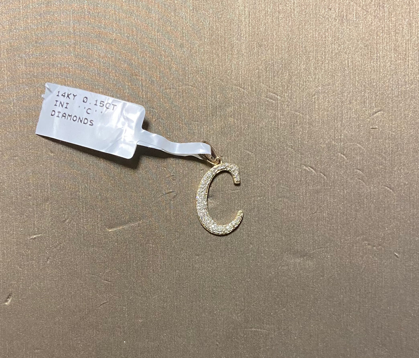 14K Yellow Gold 0.15CT "C" Initial Charm