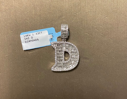 14K White Gold 1.43CT "D" Initial Charm