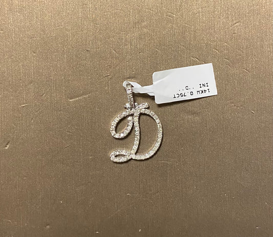 14K White Gold 0.75CT "D" Initial Charm