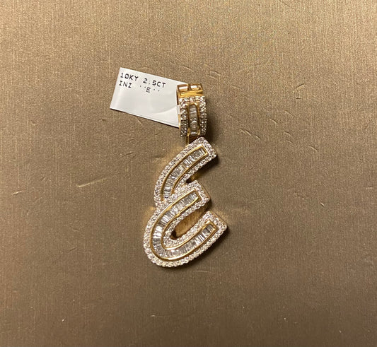 10K Yellow Gold 2.5CT "E" Initial Charm