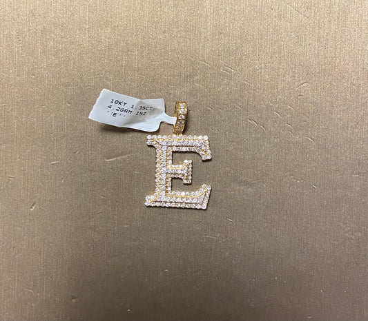 10K Yellow Gold 1.35CT 4.2GRM "E" Initial Charm