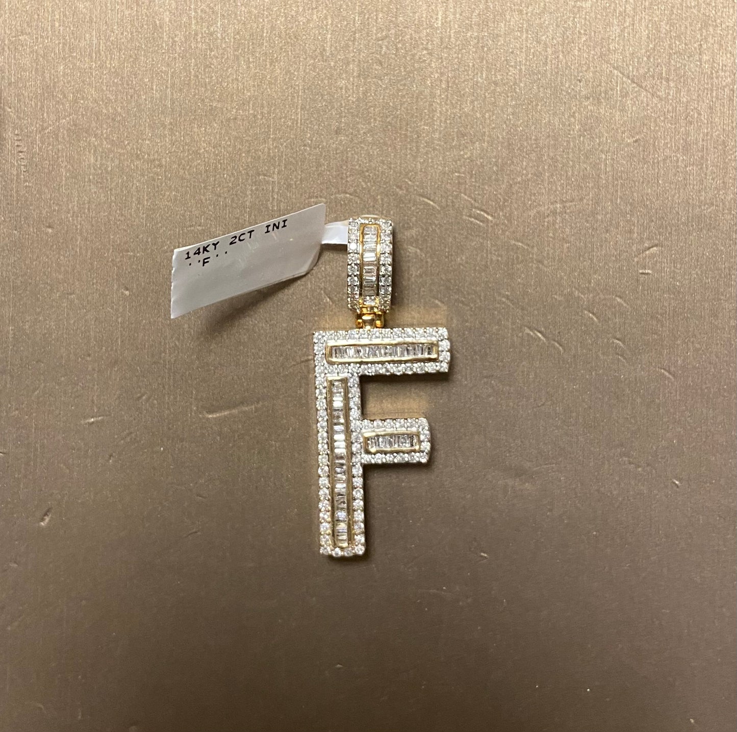 14K Yellow Gold 2CT "F" Initial Charm