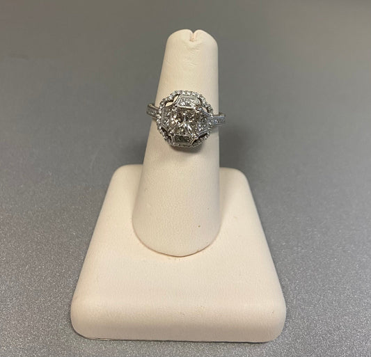 18K White Gold 1.50 Carat Center Stone 1.20CTW Diamond Ring