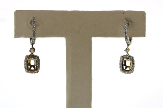 18K Two Tone 0.75CT 3.66 Grams Earring Mount
