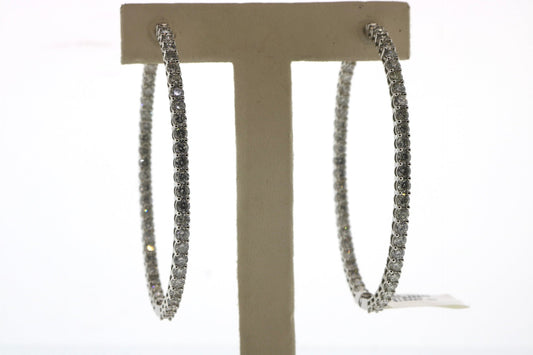 14K White Gold 9CT Diamond Hoops