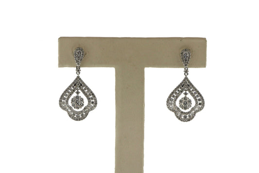 14K White Gold 3.86CTW Round Earrings