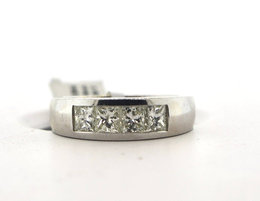 18K White Gold 1.52CT Prong Invi Mens Diamond Band
