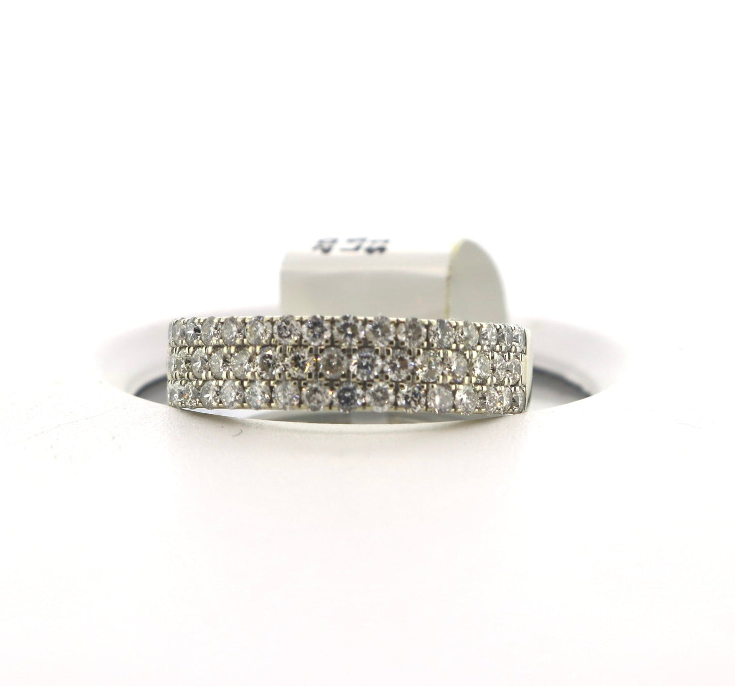 10K White Gold 1.10CT 3 Row Diamond Band